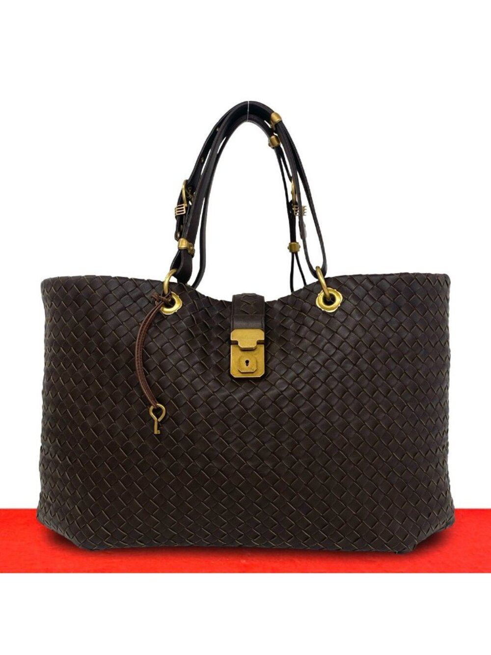Bottega Veneta Vintage Intrecciato Leather Tote Bag Brown